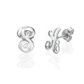 Sterling silver initial stud earrings in script font