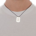 Sterling Silver Men's Personalised Dog Tag Necklace Sterling silver men's personalised dog tag name pendant on a leather cord