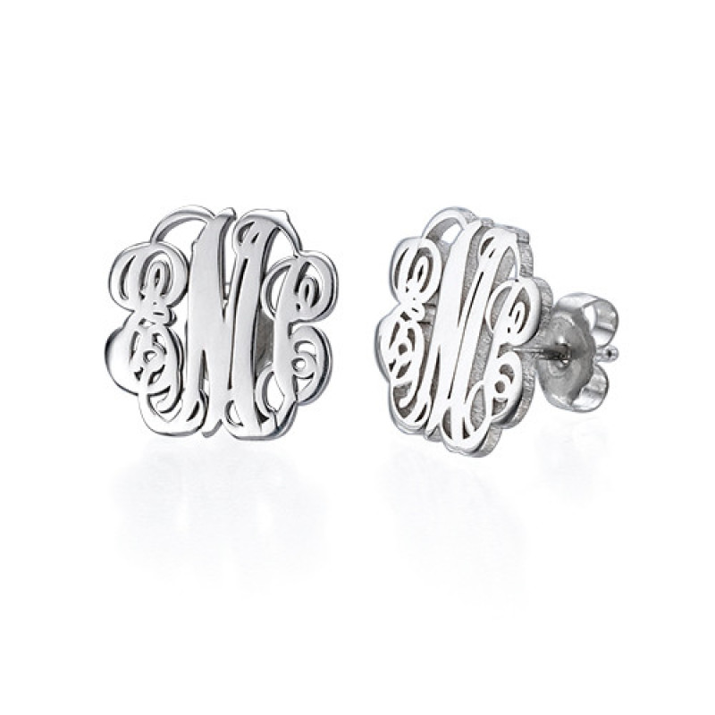 Sterling Silver Monogram Stud Earrings Sterling silver monogram stud earrings with personalised initials