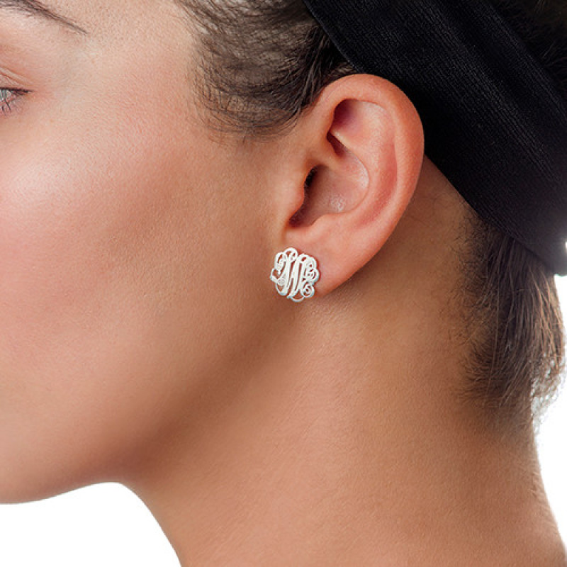 Sterling Silver Monogram Stud Earrings Sterling silver monogram stud earrings with personalised initials
