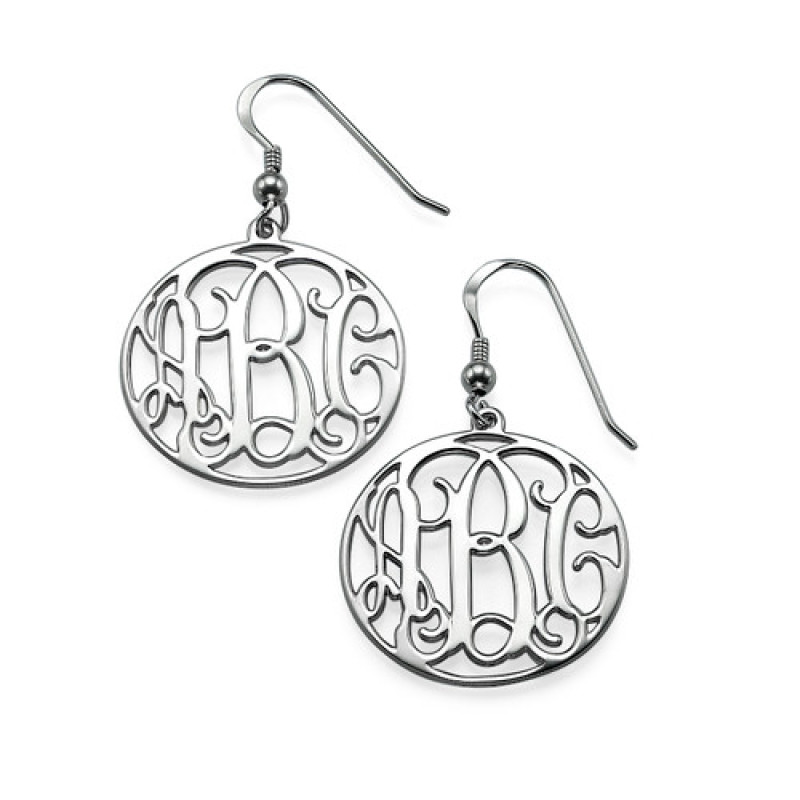 Sterling silver monogrammed earrings