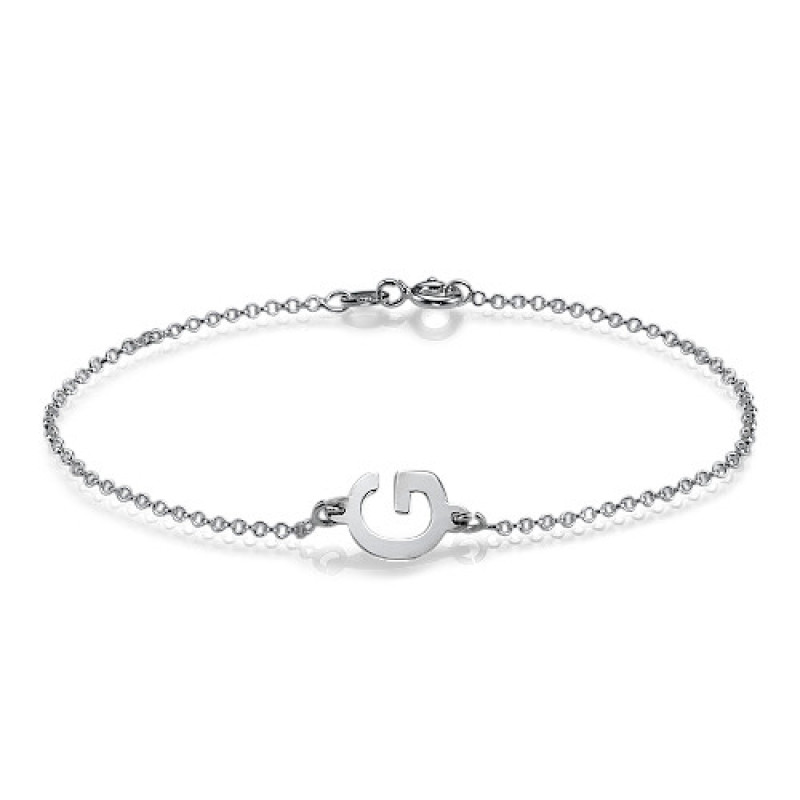 Sterling Silver Sideways Initial Bracelet Sterling silver sideways initial bracelet on a Rollo chain