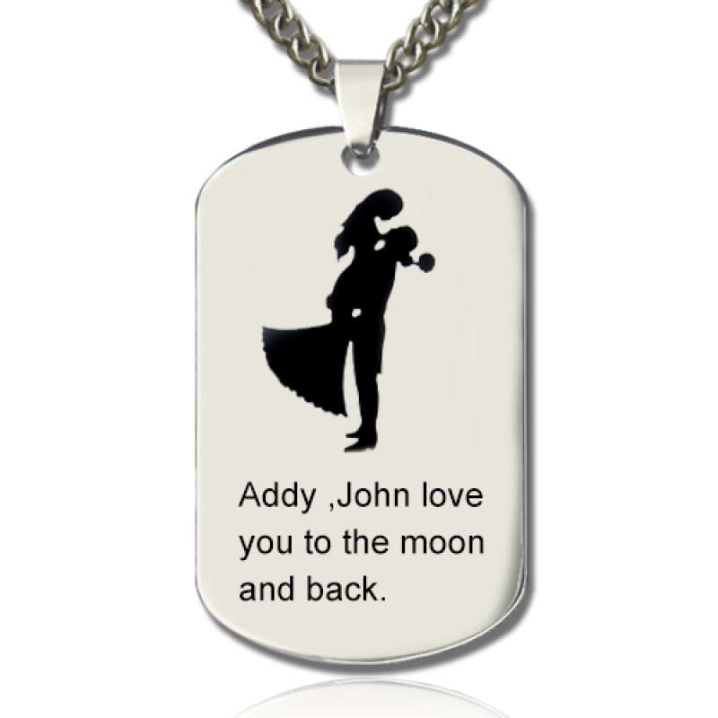 Couple Love Dog Tag Name Necklace Personalised couple love dog tag name necklace
