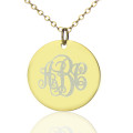 18ct Gold Plated Vine Font Disc Engraved Monogram Necklace Personalised vine font disc engraved monogram necklace