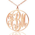 Personalised Rose Gold Circle Initial Monogram Necklace Personalised rose gold circle initial monogram necklace