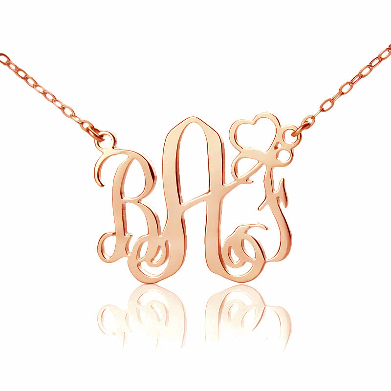 Personalised Initial Monogram Love Necklace in Rose Gold Personalised initial monogram Love necklace in 18ct solid rose gold