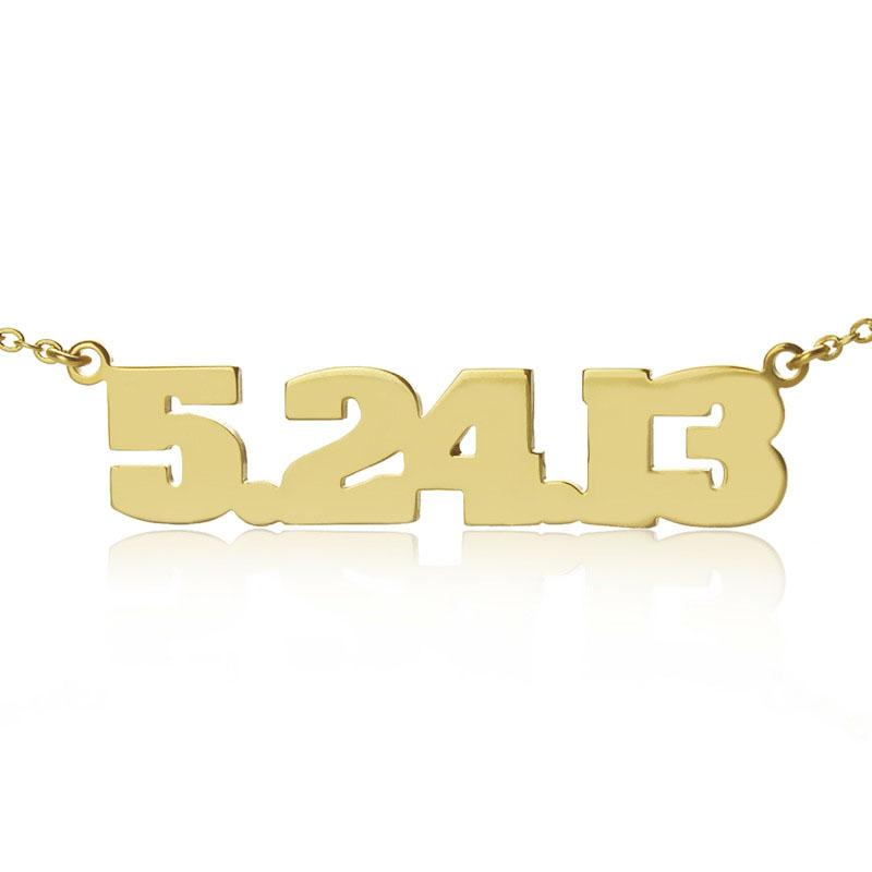 Personalised solid gold number necklace