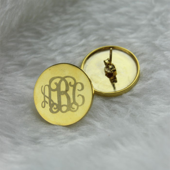 Circle Monogram 3 Initial Earrings Name Earrings 18ct Gold Plated Circle Monogram 3 Initial Earrings Name Earrings 18ct Gold Plated