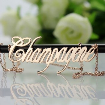 Solid Rose Gold Personalised Champagne Font Name Necklace Solid Rose Gold Personalised Champagne Font Name Necklace