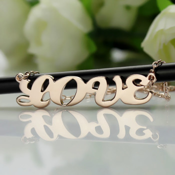 18ct Rose Gold Plated Capital Puff Font Name Necklace 18ct Rose Gold Plated Capital Puff Font Name Necklace