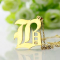 Old English Single Initial Necklace Detail Old English style single initial necklace detail