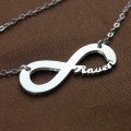 Personalised 18ct solid white gold infinity name necklace