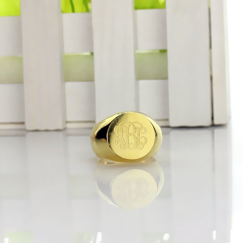 Engraved Circle Monogram Signet Ring Engraved circle monogram signet ring product image