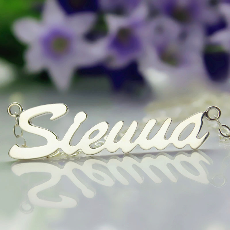 Solid white gold Sienna style name necklace product image