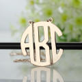 Solid rose gold Block initial monogram pendant necklace