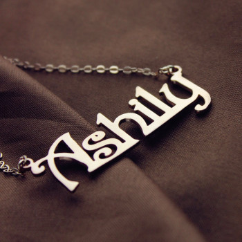 Solid Rose Gold Harrington Font Name Necklace Solid Rose Gold Harrington Font Name Necklace