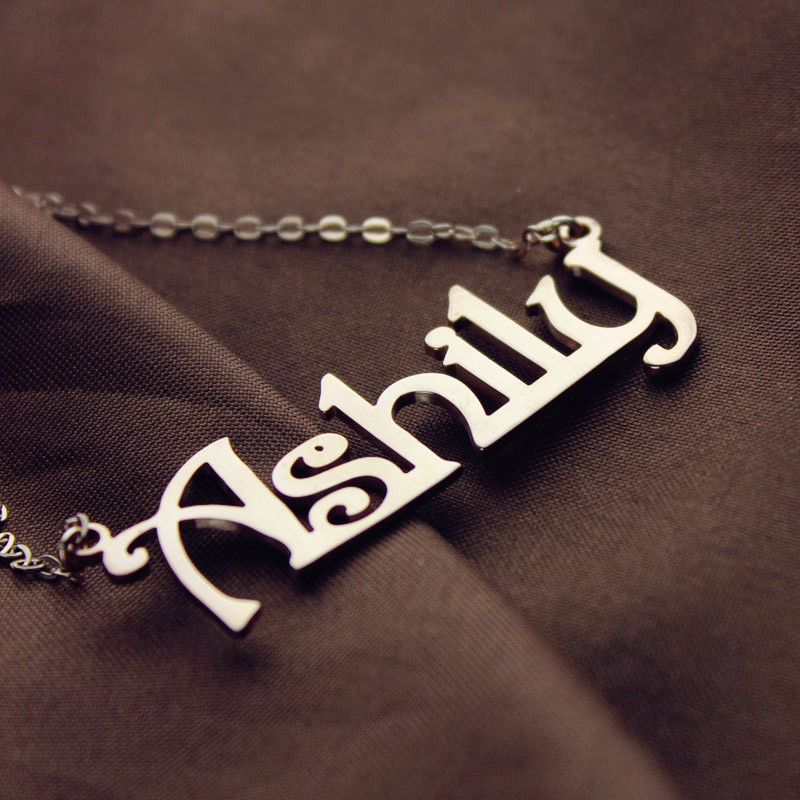 Solid Rose Gold Harrington Font Name Necklace Solid rose gold Harrington font name necklace product image