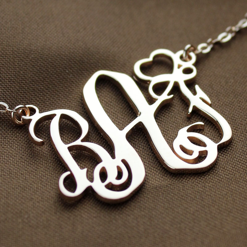 Personalised Initial Monogram Love Necklace Personalised initial monogram Love necklace in solid rose gold