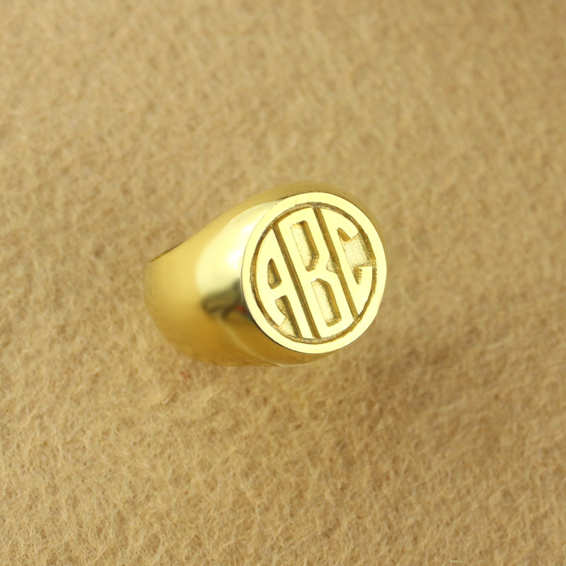 Custom Block Monogram Signet Ring View Custom block monogram signet ring product view