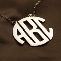Solid rose gold Block initial monogram pendant necklace
