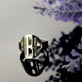 Circle Block Monogram Ring Product Image Circle block monogram three-initial ring product image