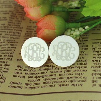 Circle Monogram 3 Initial Earrings Name Earrings Solid 18ct White Gold Circle Monogram 3 Initial Earrings Name Earrings Solid 18ct White Gold