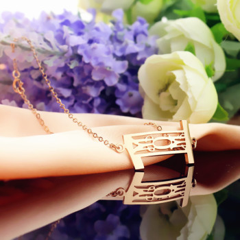 Personal Rose Gold Plated 925 Silver 3 Initials Monogram Bracelet/Anklet Personal Rose Gold Plated 925 Silver 3 Initials Monogram Bracelet/Anklet