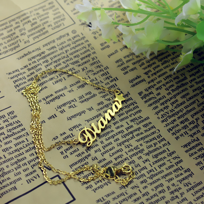 Personalised Carrie style name necklace with a star