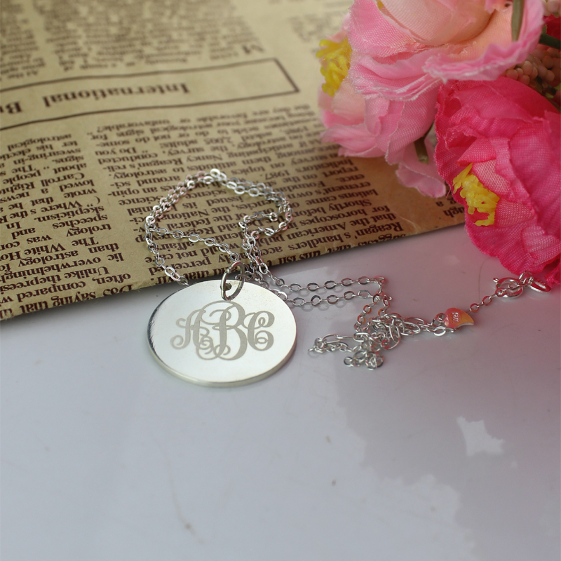White Gold Vine Font Initial Necklace White gold vine font initial necklace