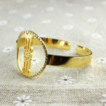 Personal Gold Plated Silver Monogram Circle Bracelet With Birthstone Personal Gold Plated Silver Monogram Circle Bracelet With Birthstone
