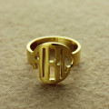 Personalised Circle Block Monogram Ring Detail Personalised circle block monogram solid gold ring detail