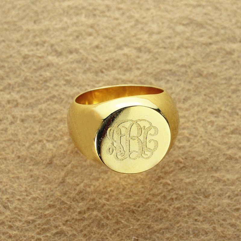 Engraved Circle Monogram Signet Ring Engraved circle monogram signet ring product image