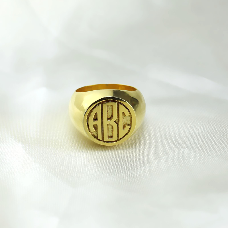 Custom Block Monogram Signet Ring View Custom block monogram signet ring product view