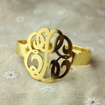 Hand Drawing Monogram Initial Bracelet 1.6 Inch Gold Plated Hand Drawing Monogram Initial Bracelet 1.6 Inch Gold Plated