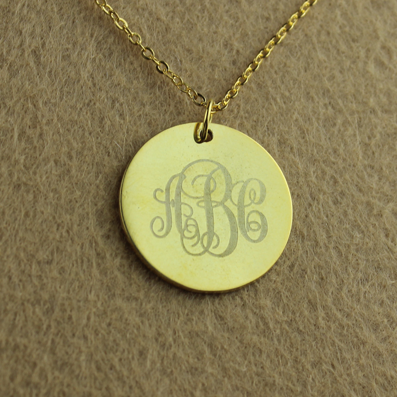 Vine Font Monogram Necklace Vine font engraved monogram necklace gallery image