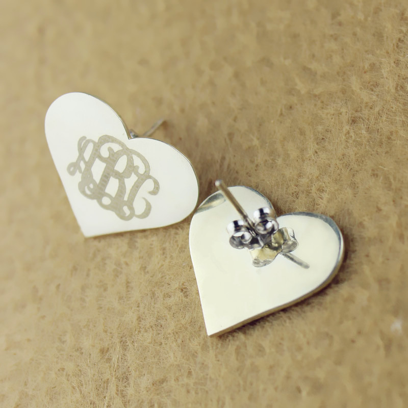 Heart Monogram Stud Earrings View Heart monogram stud earrings product view