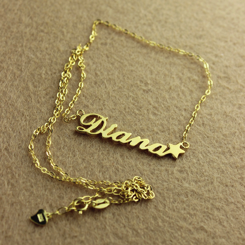 Personalised Carrie style name necklace with a star