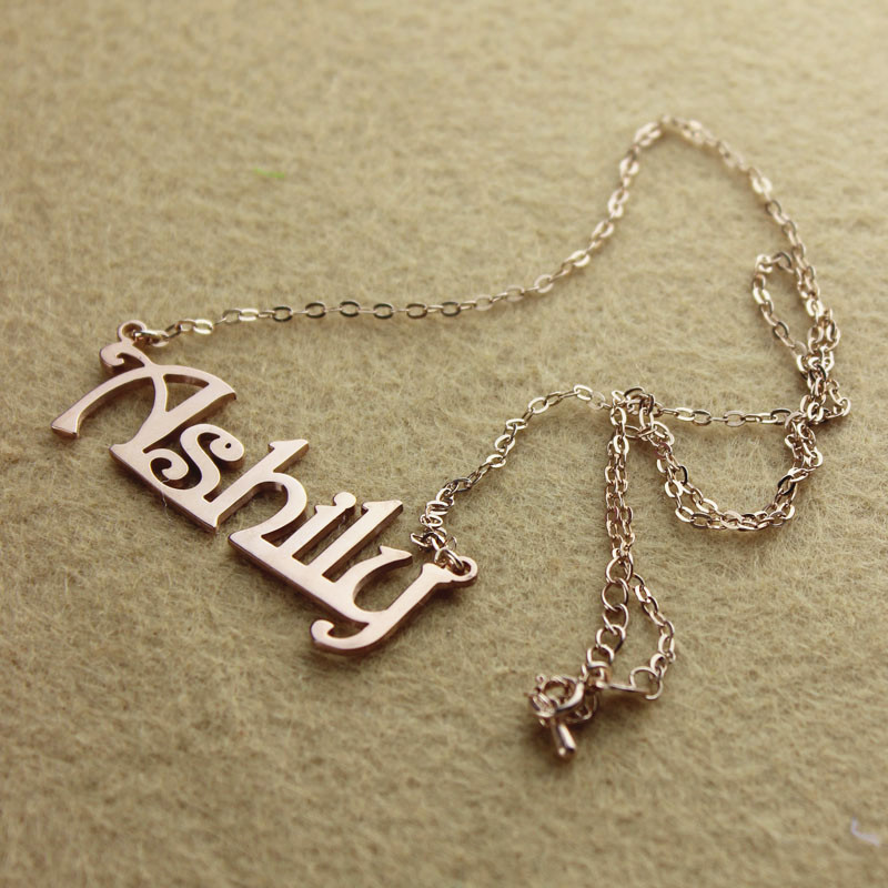 Solid Rose Gold Nameplate Necklace Solid rose gold nameplate necklace product image
