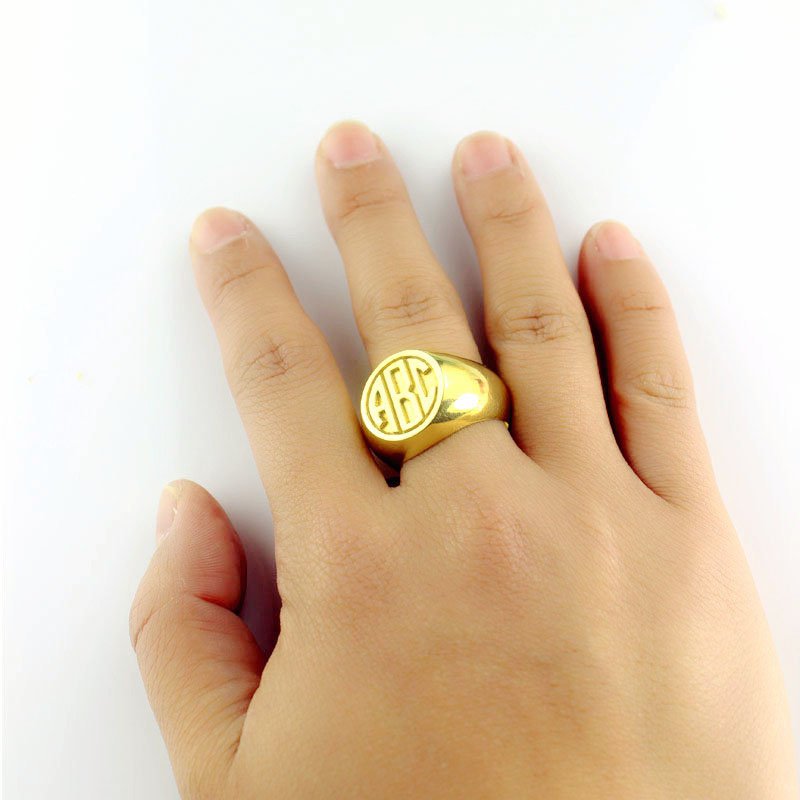 Custom Block Monogram Signet Ring View Custom block monogram signet ring product view