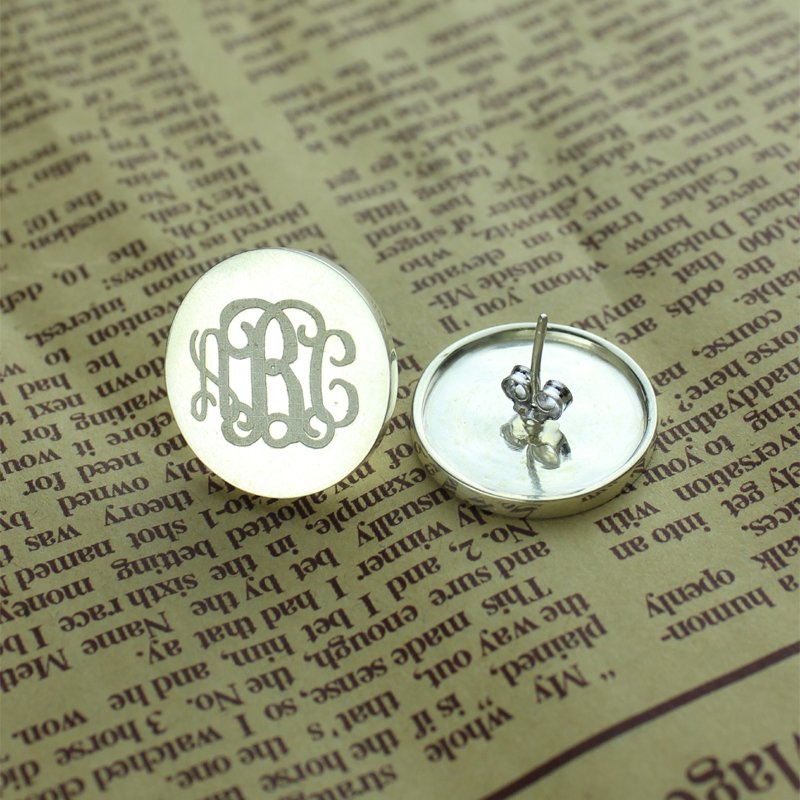 Engraved Monogram Stud Earrings Engraved monogram stud earrings product image