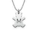 Teddy Bear Necklace with Initial in Silver Personalised teddy bear necklace with a capital initial in silver
