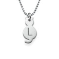 Tiny Cat Necklace with Initial in Sterling Silver Tiny cat necklace with an engraved capital initial