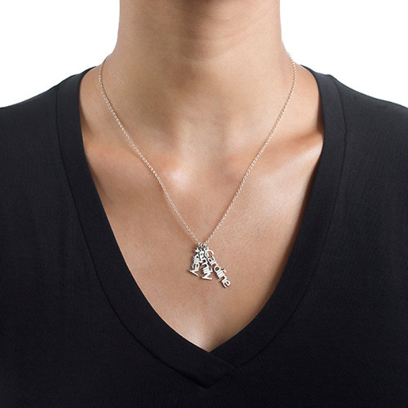 Vertical Name Necklace Detail Vertical sterling silver name necklace detail