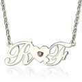 Sterling Silver Double Initials Heart Necklace Sterling silver double initials necklace with heart pendant