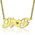 18ct gold plated two initials heart necklace
