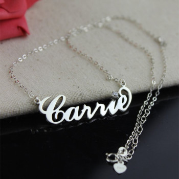 Sterling Silver Carrie Name Necklace With Birthstone Sterling Silver Carrie Name Necklace With Birthstone