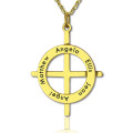 Personalised Latin Circle Cross Name Necklace Personalised Latin-style circle cross necklace with engraved names