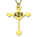 Engraved Cross Monogram Necklace 18ct Gold Plated Engraved cross monogram necklace with heart detail
