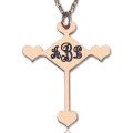 Custom cross monogram necklace