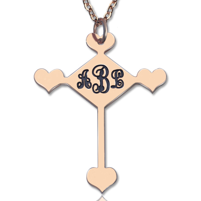 Custom cross monogram necklace